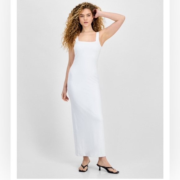 Bar III Dresses & Skirts - 🆕 Bar III White Square Neck Maxi Dress w/ Back Slit